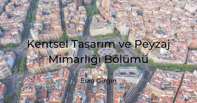 Çok sayıda binanın bulunduğu bir şehrin havadan görünümü, binalardan birinin yüzeyinde dairesel bir desen ve beyaz zemin üzerinde siyah bir harf. Binalar farklı boyutlarda, bazılarının çok sayıda penceresi varken diğerleri daha küçük ve daha az pencereli. Gökyüzü parlak mavi renkte ve bulutlar etrafa dağılmış durumda. Ön planda geniş bir yeşil alan var. Şehir hareketlilik içinde, insanlar sokaklarda yürüyor ve arabalar yollarda ilerliyor. Genel manzara güzel ve canlı.