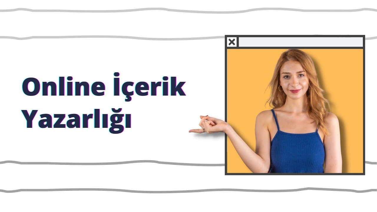 Mavi atletli bir kadın sağ kolunu uzatmış bir şeyi işaret ediyor. Yüzünde neşeli bir ifade vardır ve doğrudan kameraya bakmaktadır. Arka planda beyaz zemin üzerinde siyah bir 'E' harfi, siyah ve mavi bir logo ve siyah ve mor karelerden oluşan bir desen var. Ayrıca, kelimelerin yakın çekimi ve bir kadının göğsünün yakın çekimi var. Kadının eli bir el hareketi yapıyor. Kadın parlak ve canlı bir ortamda görünüyor.