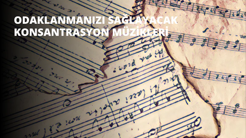Bir müzik kağıdının yakın plan çekimi, kompozisyonun karmaşık ayrıntılarını ortaya çıkarıyor. Kâğıt birkaç yerinden yırtılmış ve kırışmış, alt yarısında el yazısı görülüyor. Notalar siyah mürekkeple yazılmış ve nota çizgileri açık gri renkte çizilmiş. Güzel bir melodi oluşturmak için çeşitli desenlerde düzenlenmiş farklı nota şekilleri görülebilir. Arka planın koyu olması, kâğıt ile üzerine yazılmış notalar arasında hoş bir kontrast yaratıyor. Kağıdın dokusunun resme benzersiz ve ilginç bir doku kattığı görülebiliyor.