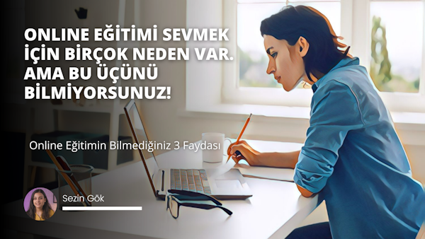Bir kadın masada oturmuş, önündeki dizüstü bilgisayara dikkatle bakıyor. Klavyede bir şeyler yazıyor, elleri tuşların üzerinde hızla hareket ediyor. Uzun, siyah saçları omuzlarına dökülmüştür. Masanın üzerinde bir fincan ve mavi siyah çizgili bir nesne var. Arka planda, birinin elinin bulanık bir görüntüsü görülebiliyor. Siyah zemin üzerine beyaz yazı kelimeleri, beyaz bir Z harfi ve bir ünlem işaretiyle birlikte görülebiliyor. Kadın kameraya gülümsüyor, ifadesi konsantrasyon ve odaklanmayı yansıtıyor. Çok çalışıyor ve işi bitirmeye kararlı.