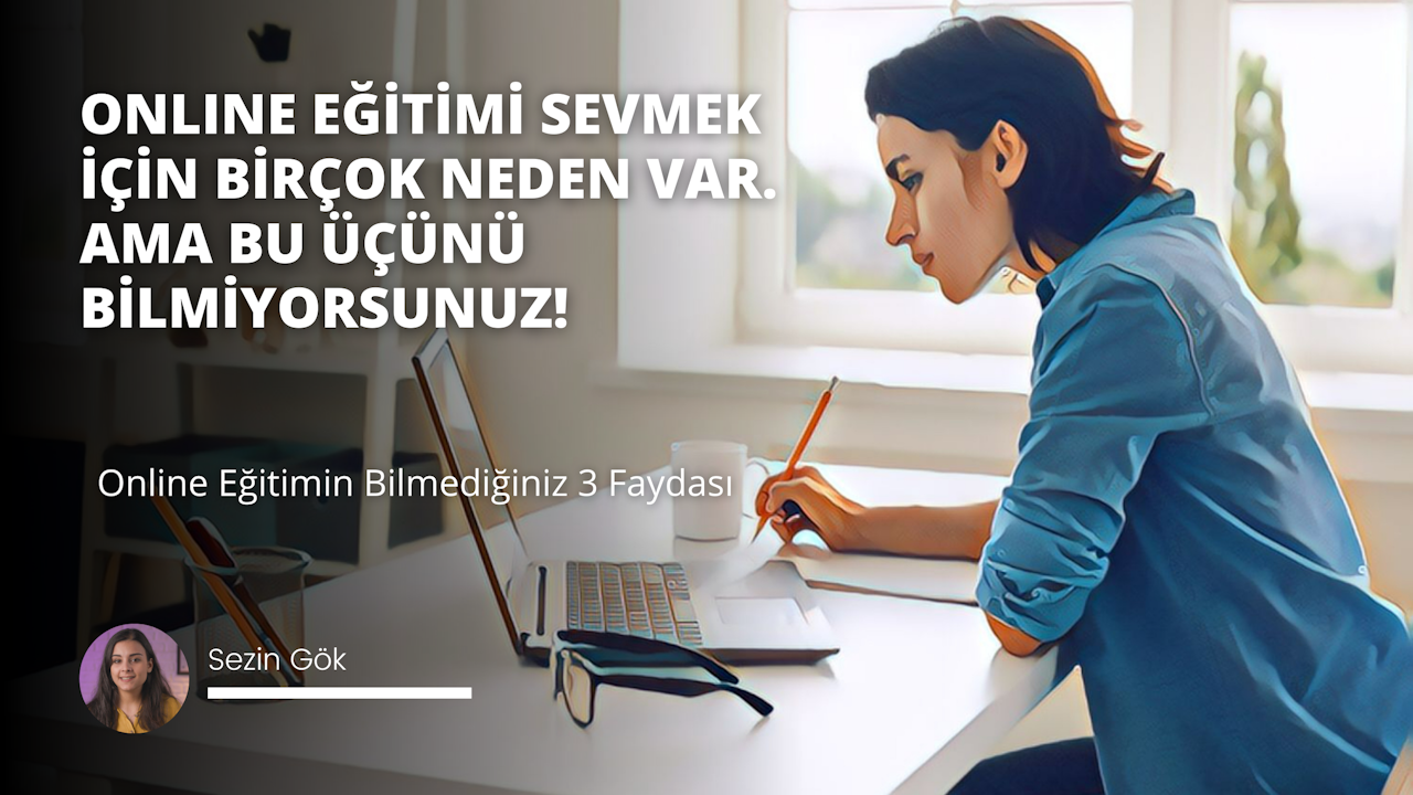 Bir kadın masada oturmuş, önündeki dizüstü bilgisayara dikkatle bakıyor. Klavyede bir şeyler yazıyor, elleri tuşların üzerinde hızla hareket ediyor. Uzun, siyah saçları omuzlarına dökülmüştür. Masanın üzerinde bir fincan ve mavi siyah çizgili bir nesne var. Arka planda, birinin elinin bulanık bir görüntüsü görülebiliyor. Siyah zemin üzerine beyaz yazı kelimeleri, beyaz bir Z harfi ve bir ünlem işaretiyle birlikte görülebiliyor. Kadın kameraya gülümsüyor, ifadesi konsantrasyon ve odaklanmayı yansıtıyor. Çok çalışıyor ve işi bitirmeye kararlı.