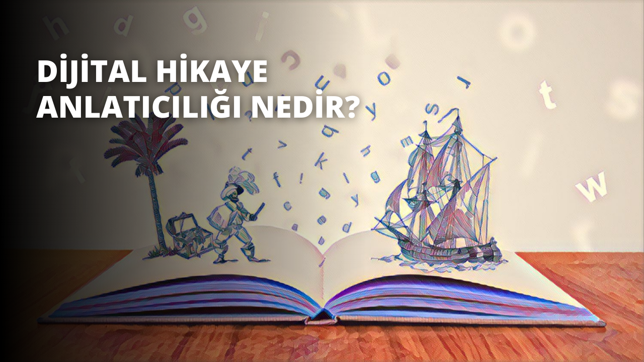 Bu görsel, açık denizde seyreden bir korsan gemisinin detaylı çizimini içeren açık bir kitabın yakın çekimini göstermektedir. Geminin ortasında kurukafa ve çapraz kemikli bir bayrak bulunan uzun bir direği vardır ve parlak mavi ve mor bir gökyüzü ile çevrilidir. Ön planda beyaz ve sarı gövdesi ve yapraklarıyla dolu uzun bir palmiye ağacı var. Kitabın sağ alt köşesinde beyaz zemin üzerine siyah mürekkeple yazılmış bir mektup bulunmaktadır. Görüntü ayrıntı ve renklerle dolu olup, macera ve keşif duygusunu yansıtmaktadır.