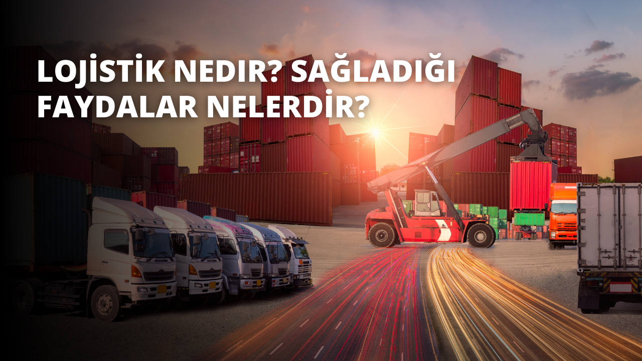 Forkliftli bir kamyon, bir sıra konteynerle çevrili bir otoparka park edilmiştir. Forklift bir konteyneri kaldırırken, yakındaki bir kamyonun lastiği yakından görülüyor. Beyaz şeritli kırmızı bir makine de görülüyor. Yoldan gelen ışık izleri sahneye gerçeküstü bir görünüm veriyor.