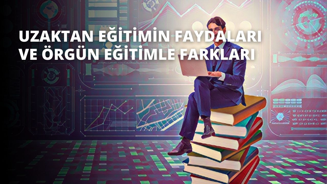 Bir adam elinde dizüstü bilgisayarıyla bir kitap yığınının üzerinde oturuyor. Beyaz bir gömlek, mavi bir kot pantolon ve siyah ayakkabılar giymiştir. Sol eli dizüstü bilgisayarın üzerinde duruyor ve sağ eli klavyede yazıyor. İşine konsantre olmuş gibi görünüyor. Kitap yığını farklı renklerde kitaplardan oluşuyor, üstte birkaç tane, altta ise birkaç tane daha var. Dizüstü bilgisayar parlak beyaz ekranlı, siyah ve gümüş renkli bir modeldir. Arka plan basit, nötr renkli bir duvardır. Adam yirmili yaşlarının ortasında görünüyor ve kararlı bir ifadeyle doğrudan kameraya bakıyor.