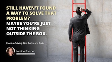 first step of problem solved A man is standing on a ladder, wearing a suit. He looks up, with a confident expression on his face. His hands are on the ladder's rungs, and he is wearing a pair of black leather dress shoes. In the background, there is a yellow letter ‘O’ on a black background, and to the right a white letter ‘O’ on a black background. In the foreground, a smiling woman is in a close-up picture, wearing a white shirt with a black vest. There is also a white letter ‘O’ on a black background to the right of her. The man on the ladder is making an effort to reach the top, and the words ‘strong’ and ‘perseverance’ come to mind.