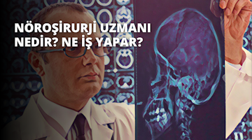 Beyaz önlüklü ve gözlüklü bir adam dikkatle bir kafatasının röntgenine bakıyor. Röntgen, adamın daha iyi görebilmesi için bir ışık kaynağına karşı tutulmaktadır. Adamın beyaz gömleği ve mor kravatı arka planda, kafatasının yakın çekimi ise ön planda görülüyor. Adamın gözleri görüntüye odaklanmış ve kaşları konsantrasyonla hafifçe çatılmış. Muhtemelen tıbbi bir durumu teşhis etmek için röntgeni inceliyor.