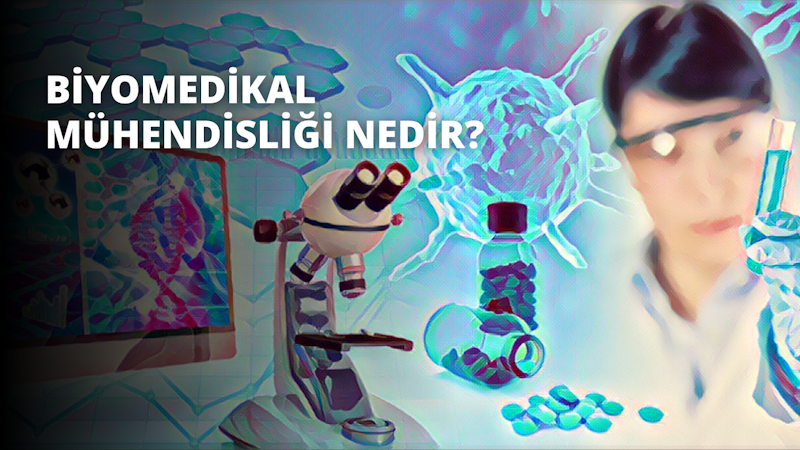 Bir kadın sağ elinde bir test tüpü tutarak mikroskoba dikkatle bakıyor. Mercekten bakarken yüzünde ciddi ve odaklanmış bir ifade var. Saçları sıkı bir topuz yapılmış ve laboratuvar önlüğü düzgünce beline sokulmuştur. Arka planda bir oyuncağın yakın çekimi görülüyor. Renkli bir tasarımı var ve bir tür tren ya da araca benziyor. Kadının etrafı profesyonel ve iyi donanımlı bir çalışma alanı izlenimi veren çeşitli laboratuvar ekipmanlarıyla çevrilidir.