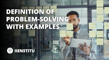 how did you use your problem solving skills to handle complex situations A man wearing glasses and a beard is standing in front of a glass wall. He is holding a black tablet in one hand and several sticky notes in the other. The sticky notes are yellow and white in color and have black text written on them. On the glass wall behind him, there is a white letter on a black background and a black and white tree with circles and dots. In the foreground, there is a close-up of a hand holding a tablet and a close-up of a tie. The man appears to be concentrating intently, likely studying the notes and the tablet screen.