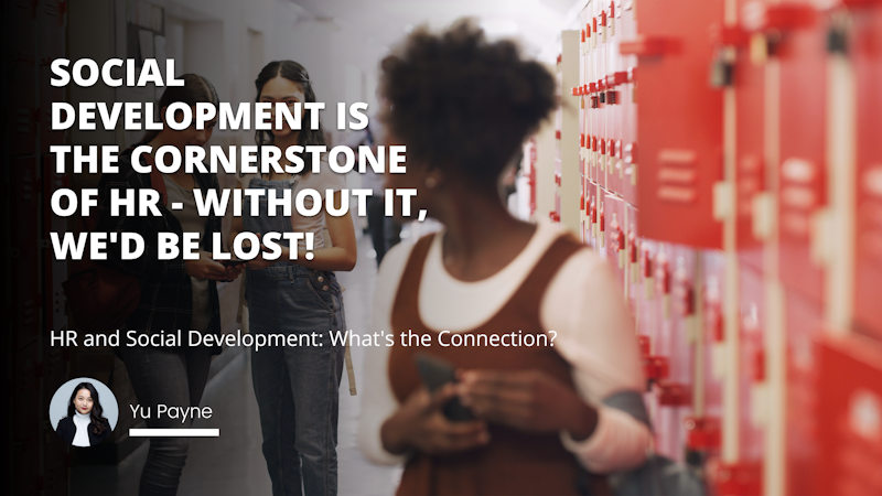 This image shows a group of people in a hallway. Two people are seen holding a cell phone, one wearing denim overalls and the other wearing a brown vest. Another person is standing further back in the hallway wearing a white turtleneck and black jacket with long hair. On the wall, there are three white letters that can be seen: a D, an O, and an O. The close up of the person in the denim overalls reveals the legs and shoes. The hallway is brightly lit and the colors of the clothing and the walls are vivid.