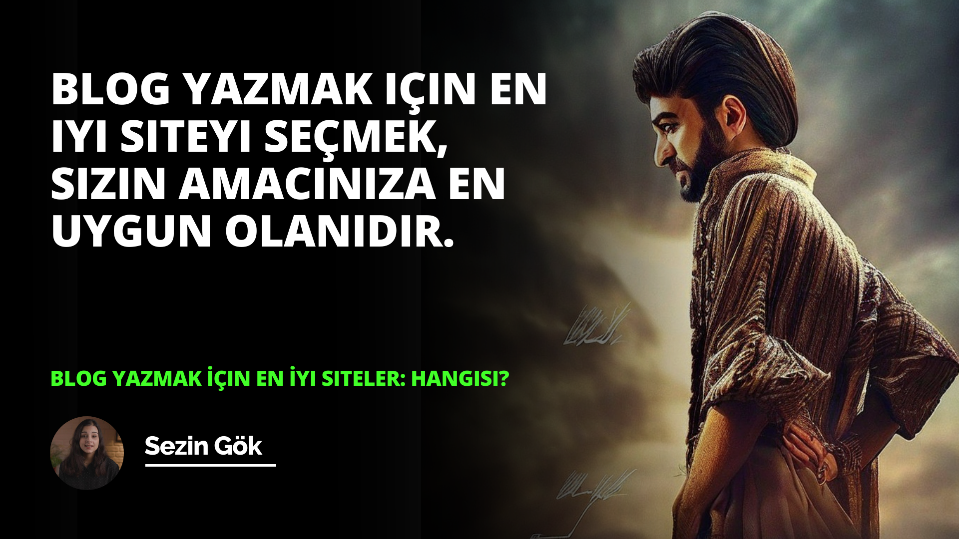 Sakallı bir adam, kahverengi ve siyah bir cübbe giymiş, önüne bakıyor. Yüz hatları açıkça görülebiliyor ve derin düşüncelere dalmış gibi görünüyor. Arka plan siyah ve üst kısma yakın bir yerde beyaz bir yazı var. Sağ alt köşede kahverengi bir yüzey üzerinde beyaz bir yazı var. Resmin ortasında, tırnakları ve yüzükleri açıkça görülebilen bir kadının ellerinin yakın çekimi yer alıyor. Resim bir tefekkür duygusuyla doludur, bu da onu güzel ve anlamlı bir resim haline getirir.