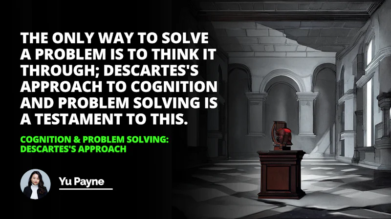 A man stands in a room, illuminated by a lamp on a desk. He wears a white turtleneck and black jacket. On the desk is a wooden podium with a red object on the top. On the wall behind the man, there is a black and white photo of a woman. On the right side of the photo are white letter 'O's on a black background. On the left side, there is a white letter on a black background, and above it, another white letter 'O' on a black background.