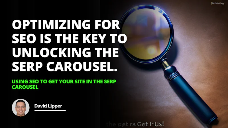 A magnifying glass is placed on a flat surface, with its gold handle and blue lens illuminated by the light. The lens is focused on a small black object, which appears to be a white letter. The background is also black, and text is written in white. The man holding the magnifying glass has a smile on his face, and he is wearing glasses. The magnifying glass is a useful tool to examine small objects in detail, and it is conveniently placed in an accessible area.