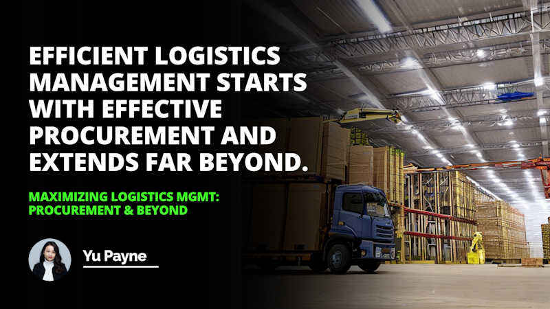 A truck sits in the middle of a large warehouse. The truck is blue and is carrying a load of wooden crates. On the side of the truck is a yellow object, which appears to be a sign or logo. In the background, a woman is visible wearing a white turtleneck and black jacket. She is standing in the corner of the warehouse. Along the sides of the warehouse are large stacks of wooden crates. In the foreground, a black background with white text can be seen. Overall, the scene is filled with an industrial feel, creating a unique atmosphere.