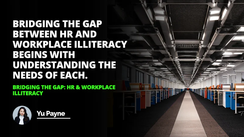 A man wearing a white turtleneck and black jacket is walking in a hallway lined with desks and chairs. The long shot of the hallway reveals a white carpet stretching down the length of it. In the foreground a screenshot of a phone can be seen, displaying a black background with white text. Additionally, there is a white letter 'O' on a black background in the center of the image. A woman with long hair is also present in the shot, wearing a white turtleneck and black jacket.