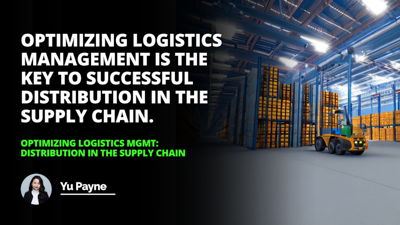 This image shows a large warehouse with a high ceiling. In the center, a man wearing a yellow and blue plaid shirt and a blue hat is driving a yellow forklift. To his right, a woman in a white turtleneck and black jacket stands. On the left side of the warehouse, a green text on a black background can be seen. In the far corner, a large yellow truck is parked. Above the man, a light is shining through the ceiling. Spread across the walls of the warehouse are several white letters on black backgrounds.