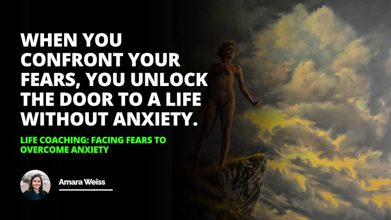 A woman stands atop a large rock, wearing a swimming suit and smiling at the camera. The background behind her is mostly black, with white text scattered throughout. To the right of her is a painting of a bird flying in the sky. To her left are four white letter 'o' shapes on black backgrounds. She is standing in a confident and content manner, with the sun shining down on her. The scene is serene and peaceful, with the blue ocean horizon visible in the distance.