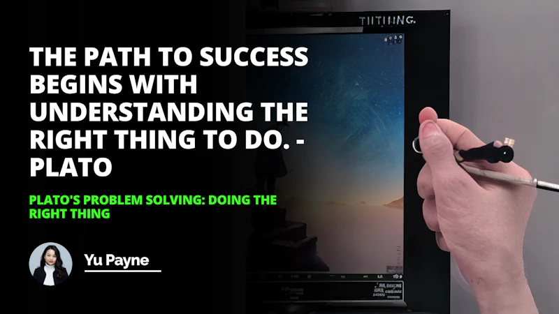 A close-up shot of a hand pointing at a computer screen. The hand is wearing a white turtleneck and black jacket, and is holding a pen. On the screen, a white letter 'O' is visible on a black background. Another white letter 'O' can be seen to the right of the screen, as well as a hand holding a ring. In the foreground, a pink egg is visible in a close-up shot. The image is slightly blurred, with a slightly yellow tone. The computer screen is displaying a screenshot of a computer, with a few icons and a white window in the center.