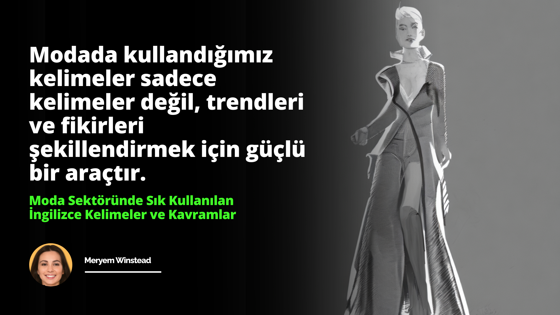 Uzun, açık renkli bir elbise giyen bir kadın siyah bir arka plan üzerinde durmaktadır. Yüzü yakın plandadır, gözleri kapalı ve dudakları ayrıktır. Saçları koyu renk ve dalgalı, omuzlarından aşağı dökülüyor. Tek bir kolye ucu olan altın bir kolye takıyor. Arka plan düz ve karanlık, sol üst köşede tek bir beyaz harf var. Arka planda siyah beyaz bir ekran görüntüsü ile birlikte bir kadının 3D modeli görülüyor. Daha uzakta, siyah arka plan üzerinde yeşil bir metin görülüyor. Sağ alt köşede, bir kadının başının siyah beyaz bir fotoğrafı ve bir kişinin başının yakın çekimi görülüyor. Ön plandaki kadın yumuşak, sıcak bir ışıkla aydınlatılıyor.