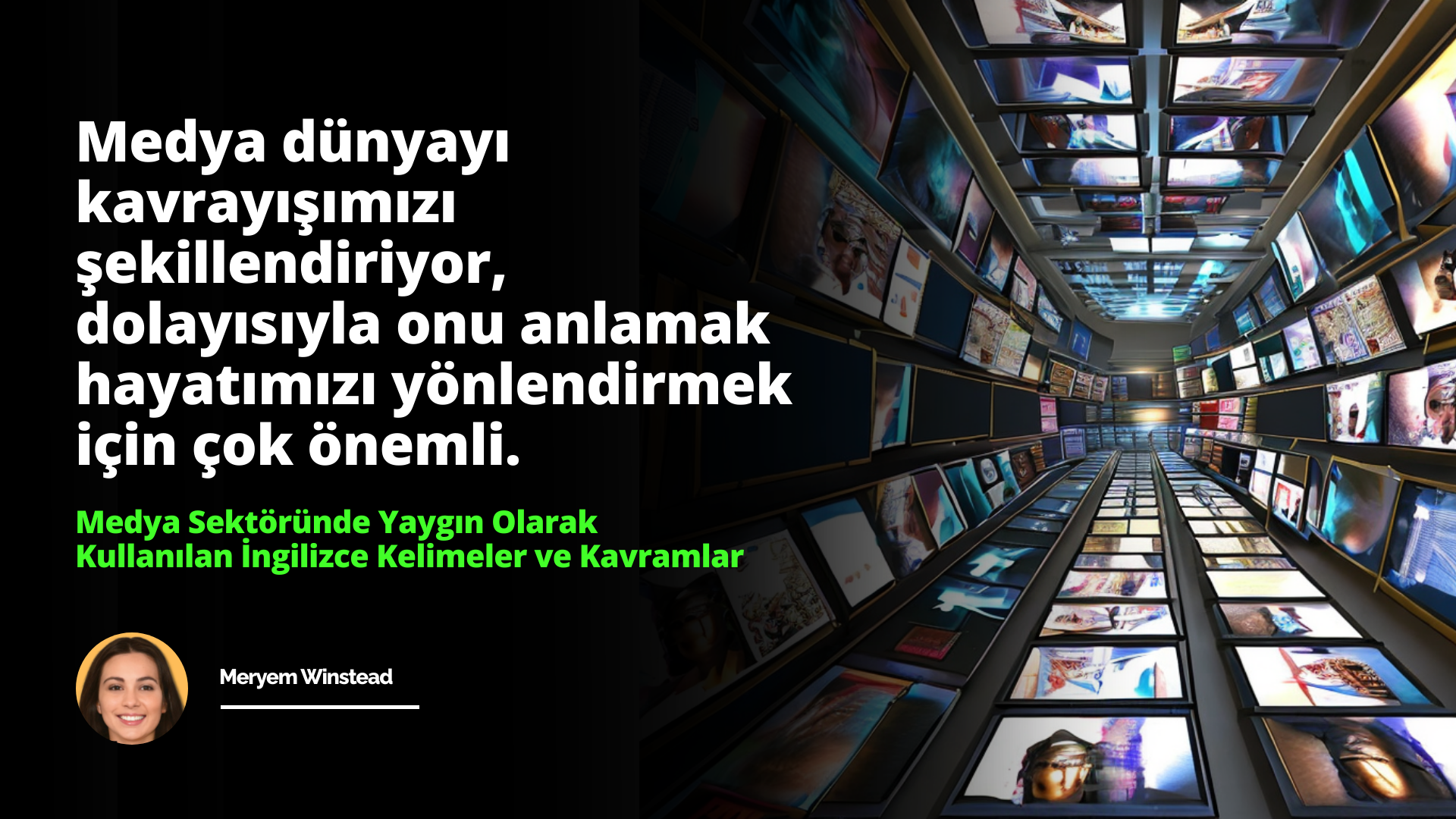 Bu görüntü, üzerinde resimler ve birkaç ekran bulunan bir duvara ait. Görüntünün ortasında sıcak bir ifadeye sahip bir kadının yüzünün yakın çekimi yer alıyor. Kadının solunda, üzerinde düzgün bir yazı tipiyle yazılmış beyaz metin bulunan büyük siyah bir arka plan var. Daha solda ise bir telefonun ekran görüntüsü yer alıyor. Görüntünün sağ üst kısmında siyah zemin üzerinde birkaç beyaz harf var. İki adet 'Y' şeklinde harf, iki adet 'L' şeklinde harf ve bir adet 'A' şeklinde harf bulunmaktadır. Resmin sağ alt kısmında ise birkaç ekranın bulunduğu bir resim duvarı yer alıyor. Genel olarak görüntü bir güzellik ve huzur hissi veriyor.