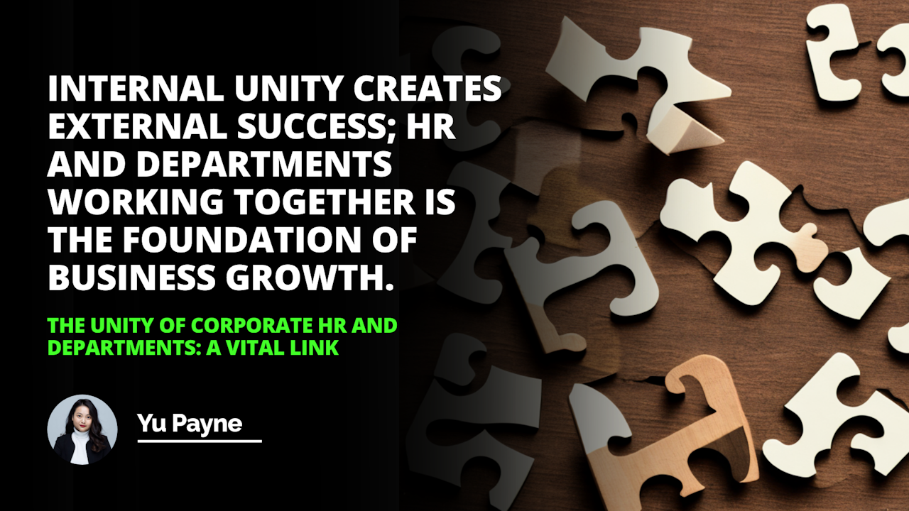 Creating a unified corporate landscape requires a strong link between HR and all departments across the organization just like these puzzle pieces TeamUnity