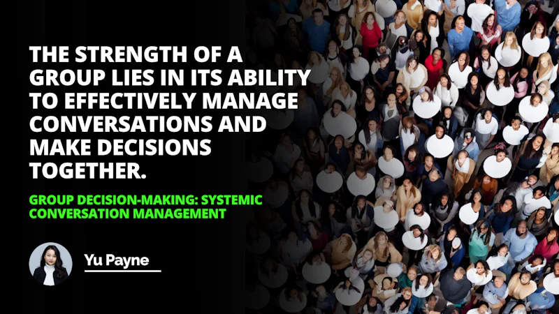 A group of diverse people of varied hair and skin tones, wearing business casual attire, seated in a circle in a professional environment with muted blues, greys, and whites. They are looking at each other with respect and understanding, collaborating to reach consensus.