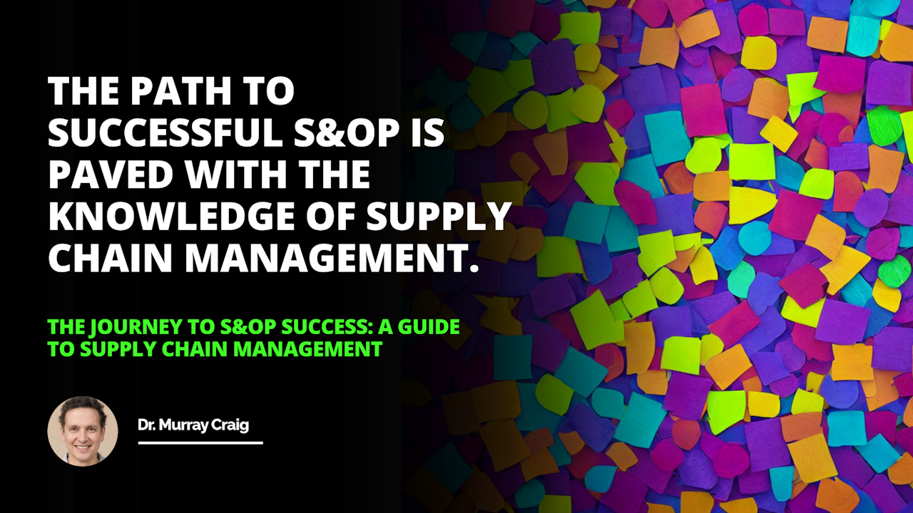 An image of a unified process with all stakeholders involved in S&OP, Supply Chain Management, Sales, Marketing, Operations, Finance, Efficiency, Cost, Production Scheduling, Inventory Management, Resource Allocation, Stockouts, Customer Service, and Clear Understanding connected in a feedback loop. Bright blues and purples represent data sources and systems intertwined together in a cohesive process, with arrows pointing to each stakeholder.