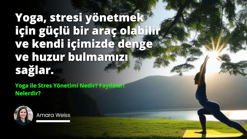 Bir kadın gölün yanındaki sarı patikada ayakta duruyor ve kollarını yoga pozunda uzatmış. Hafif esintiyle dalgalanan uzun, kahverengi saçları var. Yanında, üzerinde beyaz bir logo bulunan bir ağaç var. Yolun ilerisinde yeşil bir çim alan üzerinde beyaz bir 'o' harfi ve üzerinde mavi bir gökyüzü var. Görüntünün arka planı siyah ve üzerinde beyaz harfler var. Yolun ilerisindeki sarı ve yeşil çimenler koyu arka planda göze çarpıyor. Kadın memnun ve huzurlu bir şekilde uzaklara bakıyor.