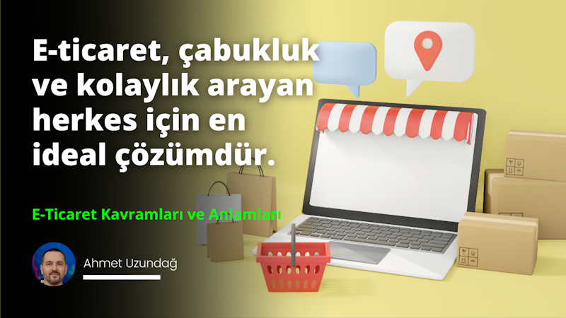 E-ticaret, elektronik ticaret olarak da bilinen, internet aracılığıyla gerçekleştirilen alışveriş süreçlerini ifade eder. E-ticaret, ürün ve hizmetlerin internet aracılığıyla satın alınmasını içerir ve satıcı ve alıcı arasında anlık iletişim sağlar. İnternet aracılığıyla gerçekleştirilen ticaret süreci, her iki taraf için daha hızlı ve verimli bir yöntemdir. E-ticaret, satıcıların internet aracılığıyla ürün ve hizmetlerini satışa sunmalarını, alıcıların da bu ürün ve hizmetleri satın almalarını sağlar. E-ticaret, küresel olarak ürünlerin satışını ve alışverişini kolaylaştırmak için kullanılan bir platformdur.