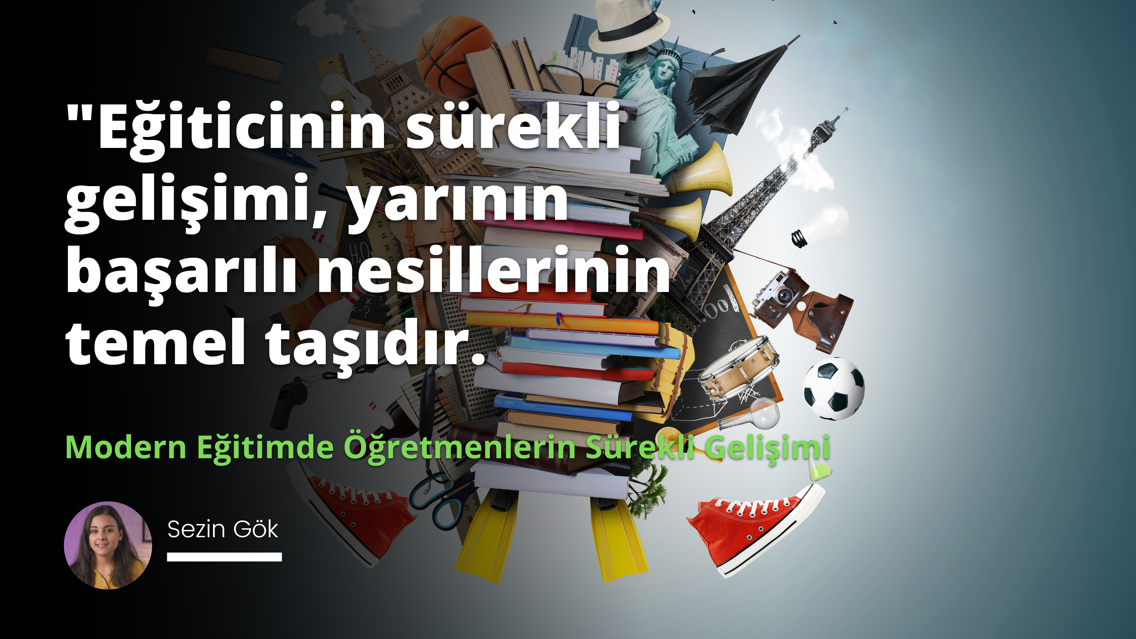 Beyaz bir arka plan üzerinde çeşitli nesnelerden oluşan bir grup görülüyor. Bu nesneler arasında sıcak bir gülümseme takınmış bir kadın, yakın çekim bir futbol topu, kırmızı beyaz bir ayakkabı ve bir kadın heykeli yer alıyor. Ayrıca, siyah zemin üzerinde beyaz bir harf, bir 'e' harfi ve farklı yerlerde siyah zemin üzerinde iki beyaz harf daha var. Nesneler estetik olarak hoş bir şekilde düzenlenmiş ve sahneyi görsel olarak çekici hale getirmiştir. Nesnelerin renkleri ve dokuları sade, parlak arka planla kontrast oluşturarak çarpıcı bir görüntü yaratıyor.