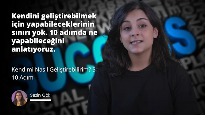 Uzun, koyu kahverengi saçlı bir kadın siyah bir gömlek giyerken görülüyor. Yüzünde hoş bir ifade var ve doğrudan kameraya bakıyor. Saçları gevşektir ve uçlarından hafifçe kıvrılarak sırtından aşağı dökülmektedir. Arkasındaki arka planda mavi ve siyah bir zemin ve beyaz bir metin var. Sağında siyah zemin üzerinde mavi bir harf vardır. Bir tabelanın yakın çekiminin önünde duruyor ve ön planda bir kişinin ağzının yakın çekimi görülebiliyor. Sağ alt köşede bir telefon ekranının yakın çekimi var. Kadın mutlu ve memnun görünüyor ve güven duygusu veriyor.