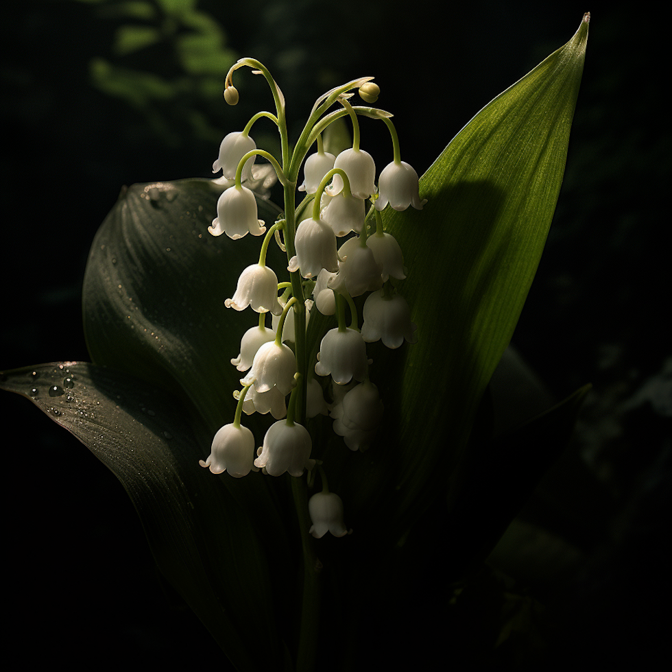 yeşil bitkiler üzerinde beyaz çiçekler, arkadan aydınlatmalı fotoğraf tarzında, magali villeneuve, karanlık romantizm, uhd görüntü, wiesław wałkuski, vahşi yaşam fotoğrafçılığı, ürkütücü derecede gerçekçi
