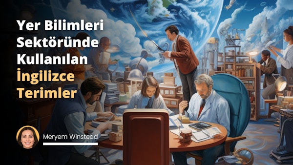 Resim, geniş bir mavi arka plan üzerinde, mavi ve yeşil tonları gösteren dünyayı içerir. Dünya, detaylı şekilde, okyanuslar, kıtalar ve bulutlarla boyanmıştır. Sağ alt köşede, neşeli bir grup bilim insanı görünmektedir. Onlar dağınık bir şekilde dururlar; bazıları coğrafi aletlere bakıyor, diğerleri not alıyor ya da sadece gözlüklerinin üzerinden bakıyorlar. Her biri beyaz bir laboratuvar önlüğü giymiştir ve bazılarının başında koruyucu gözlükler vardır. Aralarında gezen bir drone görülebilir. Resim, onların enerjik çalışmaları ve dünyanın büyüklüğü ve güzelliği arasında hoş bir kontrast oluşturur. Bu görüntü, yer bilimlerinin heyecan verici ve geniş kapsamlı bir alanda olduğu mesajını verir.