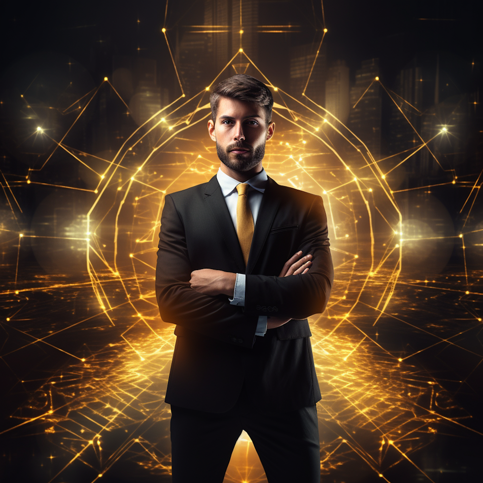 In the center of the image stands a focused and determined individual, wearing professional attire. Their body language exudes confidence, suggesting a commitment to lifelong learning for professional growth. The person is surrounded by a soft, golden-yellow glow, representing the benefits and opportunities that come with continuous learning.  Behind the individual, a digital screen displays a dynamic and evolving world of industry advancements. The screen is filled with a mix of geometric shapes and lines in black and white, symbolizing the ever-changing landscape of technology and methodologies in the professional sphere.  To the left of the central figure, a stack of books and educational materials represents the wealth of knowledge and skills that can be acquired through lifelong learning. The books are neatly arranged, signifying the structured and organized approach to professional development.  On the right side of the image, a winding road stretches into the distance, indicating the journey of lifelong learning. The road is paved with black and white pebbles, representing the different facets of knowledge and experiences one encounters on their path to professional growth.  Above the central figure, a sun shines brightly, casting its rays over the entire image. The sun symbolizes enlightenment and the illuminating impact that continuous learning has on one's professional journey.  In the foreground, a signpost points in multiple directions, each displaying the names of different industries and career paths. This signifies the diverse opportunities and possibilities that open up through continuous professional development.  The overall composition of the image exudes a sense of progression, ambition, and dedication to personal and professional growth. The strategic use of colors and symbolism aims to inspire and motivate individuals to embrace lifelong learning as a means of achieving success and advancement in their careers.  Through this visually compelling photograph, the theme of "Professional Development" is effectively conveyed, capturing the importance of continuous learning and adaptation to excel in an ever-changing job market.