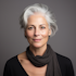 Beautiful woman with gray hair in black shirt and scarf, in the style of softly blended hues, hasselblad h6d-400c, uhd image, loose paint application, vibrant colorist, symmetrical, goosepunk
