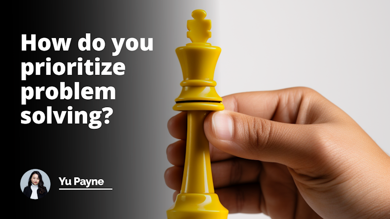 A close-up view of a person's hand, holding a yellow and black chess piece, against a white background. The hand grips the piece firmly, symbolizing the concept of problem-solving with determination.