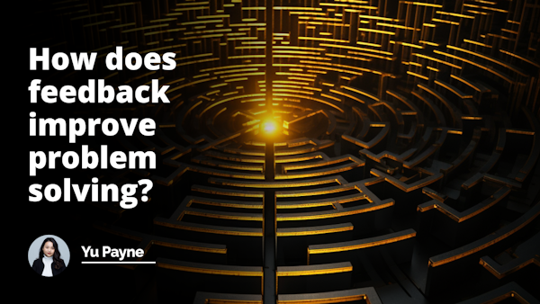 Abstract yellow and black lines converge in a mesmerizing twist, forming a labyrinth of possibilities. Illuminated by light, the intricate path symbolizes how feedback enhances problem solving.