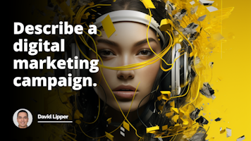 A striking, cinematic image showcasing a captivating blend of yellow, black, and white colors. It captures the essence of a digital marketing campaign, leaving viewers with a deep understanding of its intricacies and purpose.