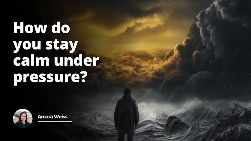 Impressive photo in yellow, black, and white. A person stands alone in a turbulent storm, their calm demeanor contrasting with the chaos around them.