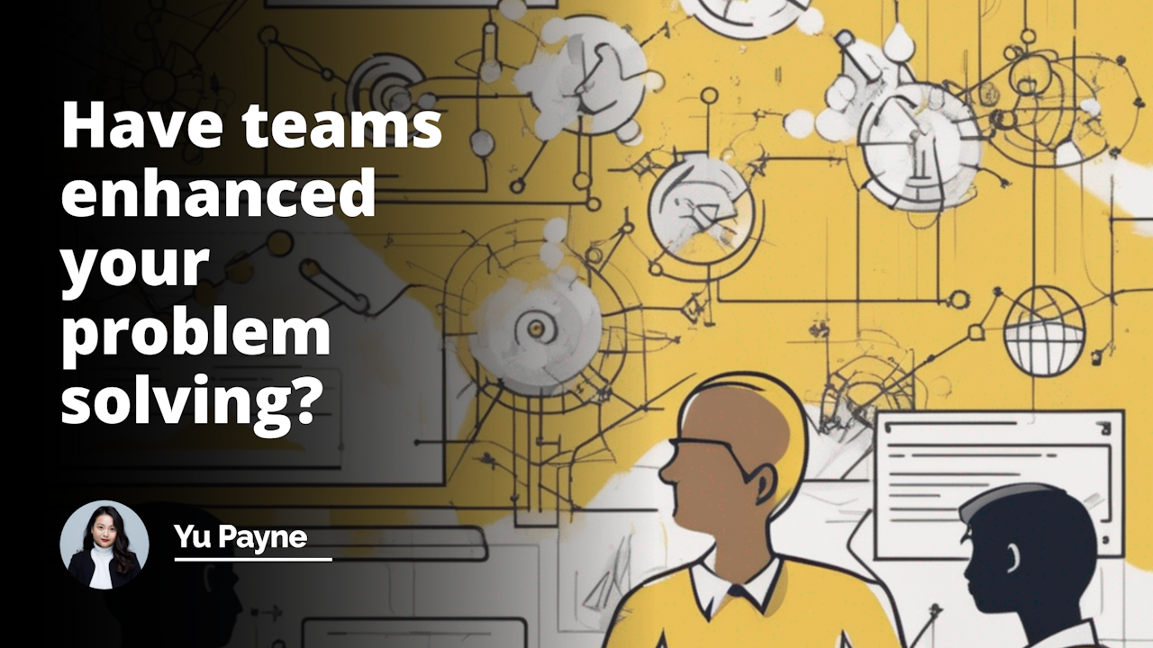 Enhance problem solving with teams. Visualize collaboration and growth. Yellow, black, and white colors. Impressive, meaningful image. No text. Comprehensible topic conveyed through details. YouTube-like cover image.