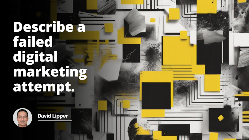 Failed digital marketing attempt, depicted in a visually striking image with yellow, black, and white tones. No text on the image. Impressive and meaningful, capturing the essence of the topic.