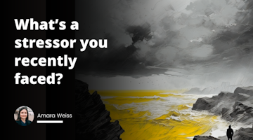 Yellow, black, and white image. A person standing on a cliff, looking out at a vast, stormy sea. The person's face is filled with worry and contemplation.