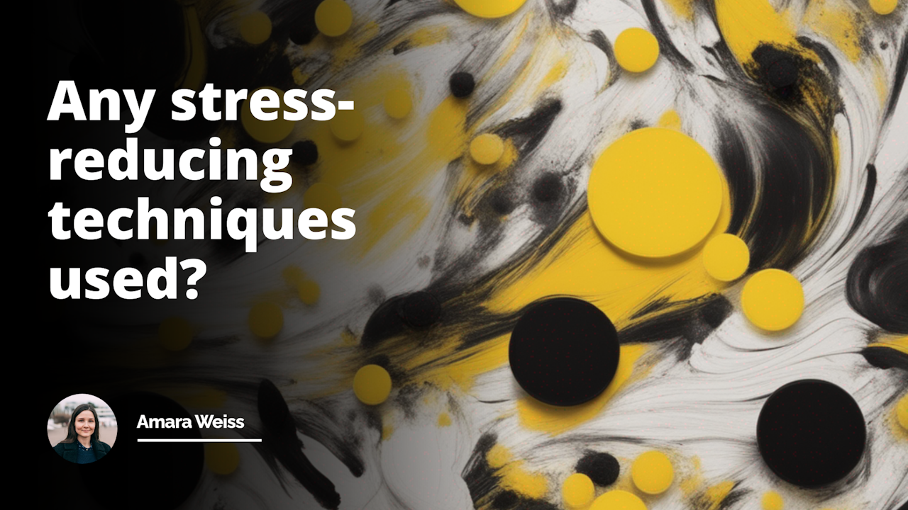 Stress relief techniques portrayed through a captivating image featuring vibrant yellow, stark black, and pristine white hues, inviting viewers to delve into the topic with deep understanding and contemplation.