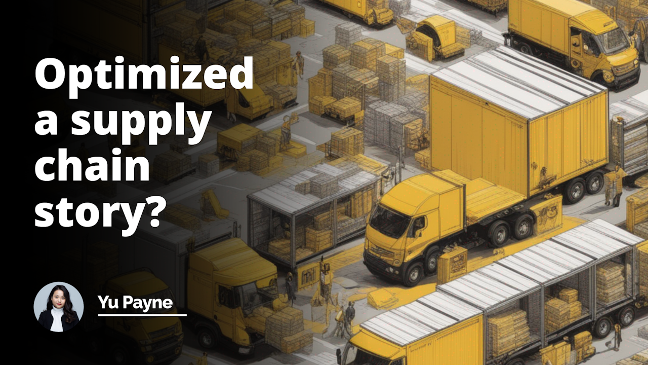 Intricate supply chain illustration, captivating yellow, black, white contrast, every detail meticulously depicted, narrative understood at a glance, YouTube cover image style, English descriptions.
