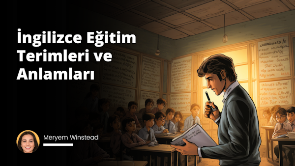 Görsel, İngilizce eğitim terimlerine odaklanan bir çizgi roman formunda olup, usta bir çizgi roman sanatçısı olan Ersin Karabulut tarafından çizilmiş. Geniş bir sınıf sahnesi karşımıza çıkıyor: öğretmenin tahtaya İngilizce bir terim yazdığı ve öğrencilerin bu konuyu kavramaya çalıştığı bir durum tasvir edilmiş. Ayrıca resmin bir köşesinde, sınava hazırlanan öğrencinin hâli vakte dikkat çekiyor. Renk sıcaklığı, soğuk tonların hakim olduğu bir seçki, ki bu da görselin genel atmosferini belirliyor: sıkı bir eğitim süreci ve yoğun bir ders. Aydınlatma, dikkatleri öncelikle tahtaya ve öğretmenin özenli yüz ifadesine çekiyor. Ayrıca, öğretmenin yüz ifadesindeki karışık duygular, hem öğrenciye yardım etme isteği ve sabırlı tavrı, hem de geri kalan öğrencilere hakim olma çabasını yansıtıyor. Öğrencinin ifadesi ise odaklanmışlık ve biraz da karmaşıklığı işaret ediyor. Genel olarak dağınık bir sınıf tasvir edilse de, herkesin aslında konuya odaklandığı, yani öğretim sürecinin yolunda olduğu belirtiliyor.
