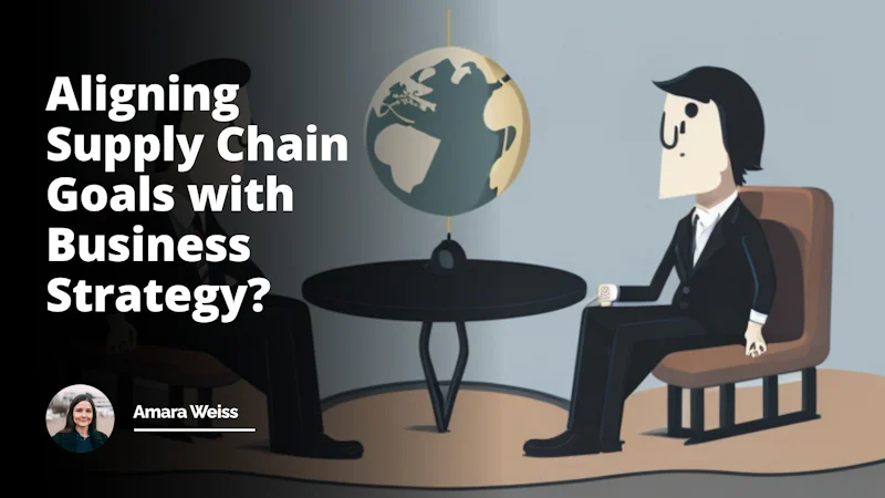 Two cartoon figures seated opposite each other at a long, black table, radiating simplicity and humor, one appears nervous, symbolizing interviewee, the other calm and composed, representing the interviewer, business attire hinting a job interview scenario, oversized globe strategically placed behind them, pin-pointing at various spots, symbolizing global supply chain, intertwined arrows directed toward the globe, suggesting alignment of goals, a magnifying glass focusing on a magnified microchip on table conveying the integration of technology, a chess board placed on the side, chess pieces strategically positioned signifying calculated moves, business strategy, balance beam illustration on the wall, hinting alignment, a financial graph showcasing progress, a humorous twist with the interviewer carrying a magnifying glass to scrutinize the interviewee’s CV, a simulated conveyor belt running around the room showcasing movement, conveying the dynamics of supply chain management.