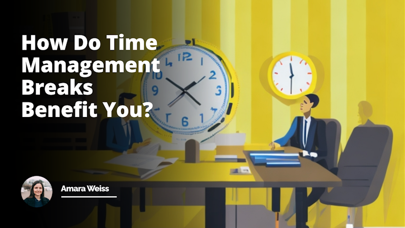 Foreground showing a job interview setting, two individuals sitting across a table, one possibly a HR manager holding a yellow clipboard, candidate looking confident and prepared, a large analog clock on the wall behind depicting importance of time, table decorated with a small checkered flag signalling start of a race hinting towards time management, a small hourglass on the table, several books on shelf related to job prep and time management, window view of employees taking short workout breaks, a smaller table in corner featuring a chess game, hinting strategy and time practices, confusion comedy ensued on the chessboard, bright light coming from the window.