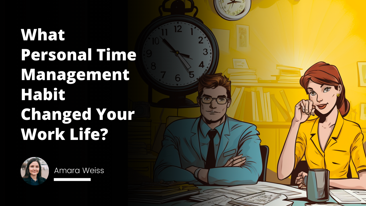 Yellow and black image, office scene with giant analog clock dominating the background, two caricature style characters engaged in lively conversation sitting across a desk, paperwork and pens scattered on desk, one character is depicted as interviewer with a serious expression, other character is job candidate wearing a watch on wrist highlighting the concept of time management, subtle hints of stress on candidate's face but also determination and focus, whiteboards in the background filled with graphs and notes, symbolizes problem-solving and critical thinking skills involved in job, hourglass on desk offering visual representation of time management, loose sheets of paper flying around the room giving a humorous touch, contrasting colors to capture attention and stimulate interest, use of shadows and lighting to dramatize and amplify setting.