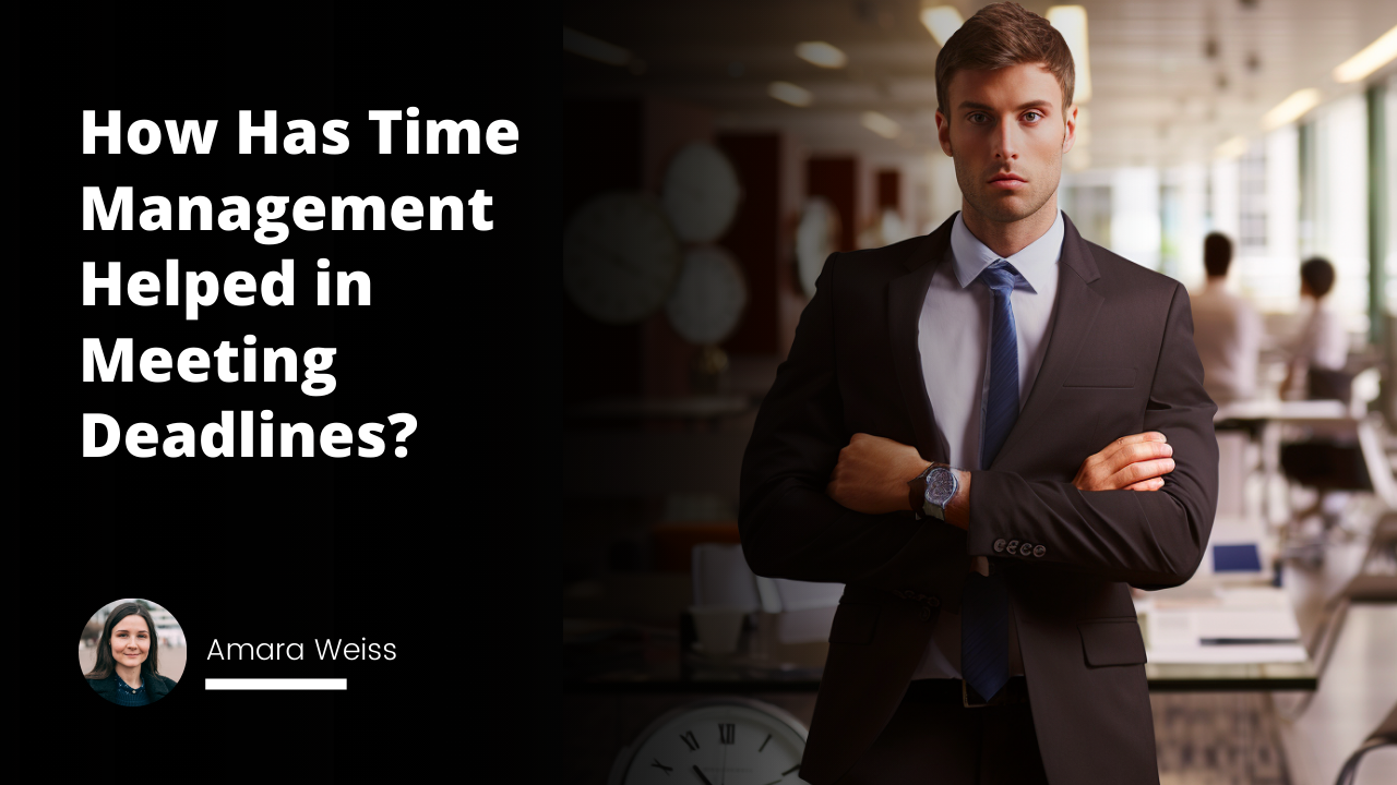 A large round clock face, hands pointing at deadline sensitive hours, businessman in mid-stride, rushing against a background of blurred office interiors, clipboard under arm full of schedules and resumes, another businessman nervously waiting for a job interview, dressed in a sharp suit, Time management book clearly visible on a cluttered office desk, indicating ongoing time management course, glass conference room in the background, inside busy professionals interviewing a potential candidate, chaos of the looming deadline juxtaposed with a seemingly calm interview scene, black, yellow and white color scheme underpinning the urgency and seriousness of the scene.