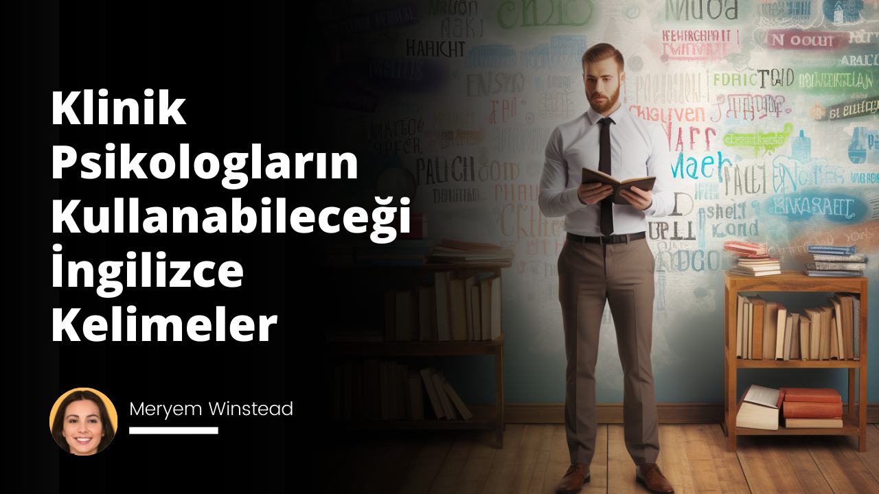 Resimde bir psikoloji ofisinin içinde duran bir doktoru görüyoruz. Doktor, elinde bir kitapla, duvardaki büyük bir tahtada çeşitli İngilizce psikoloji terimlerini yazmış. Terimlerin oluşturduğu renkli kelimeler, tahtanın üzerine yayılmış bir bulut gibi duruyor. Doktor, ihtimamlı, bilgeliği temsil eden bir tavırla, terimleri inceliyor ve okuyor. Aynı zamanda ofisin içindeki rahatlatıcı detaylar, içeriğin psikolojiyle ilgili olduğunu vurguluyor.