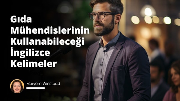 Bu resim, gıda mühendislerinin kullanabileceği bir dizi İngilizce kelimeleri ve terimleri gösteriyor. Sağ üst köşe, bir gıda mühendisini laboratuvar ortamında çalışırken gösterirken, resmin altında çeşitli gıda ve içecek ürünlerinin resimlerini görüyoruz. Bu ürünler arasında süt, et, meyve ve sebzeler var. Resmin ortasında büyük bir kitap gösteriliyor, bu kitap üzerinde farklı ürünlerin İngilizce isimleri ve onların yanında da karşılık gelen bilimsel terimleri yazılı. Her terimin yanında küçük bir açıklaması var. Resmin genel havası, gıda mühendisliğini uluslararası bağlamda anlamak ve iletişim kurmak için İngilizcenin önemine vurgu yapıyor.